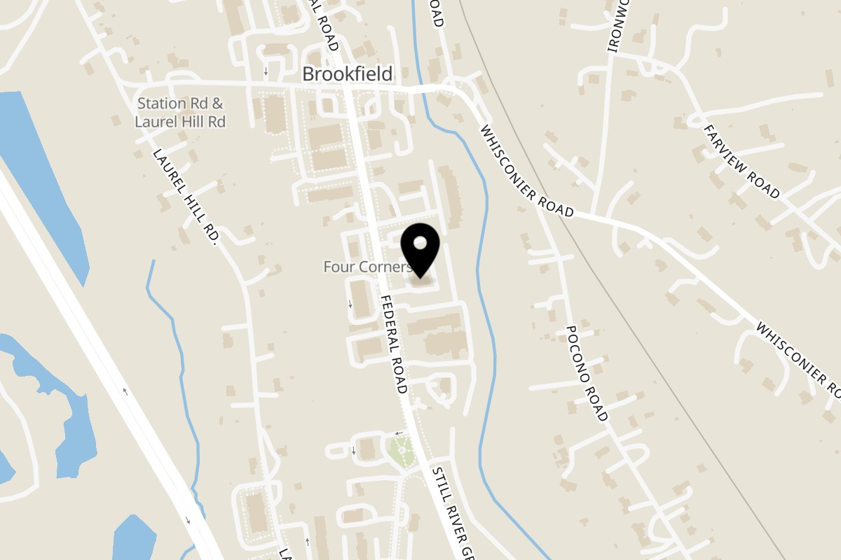 Map showing the location of Black Bull Steakhouse on 779 Federal Rd in Brookfield